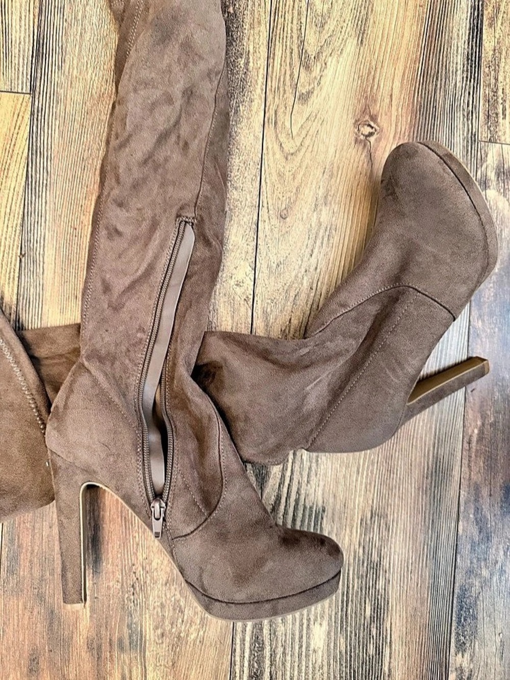 Brown Over-the-Knee Heeled Boots